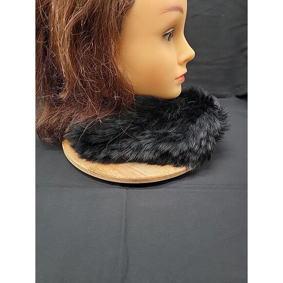 Womens Elegant Black Rabbit Fur Neck Warmer Infinity Scarf One Size - Picture 2 of 6